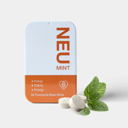 Neu Mint Nootropic Energy & Focus Mints – 60 Pieces- Alpha GPC Caffeine L-Theanine Vitamin B6 – Boosts Energy & Enhances Focus – Made in Canada
